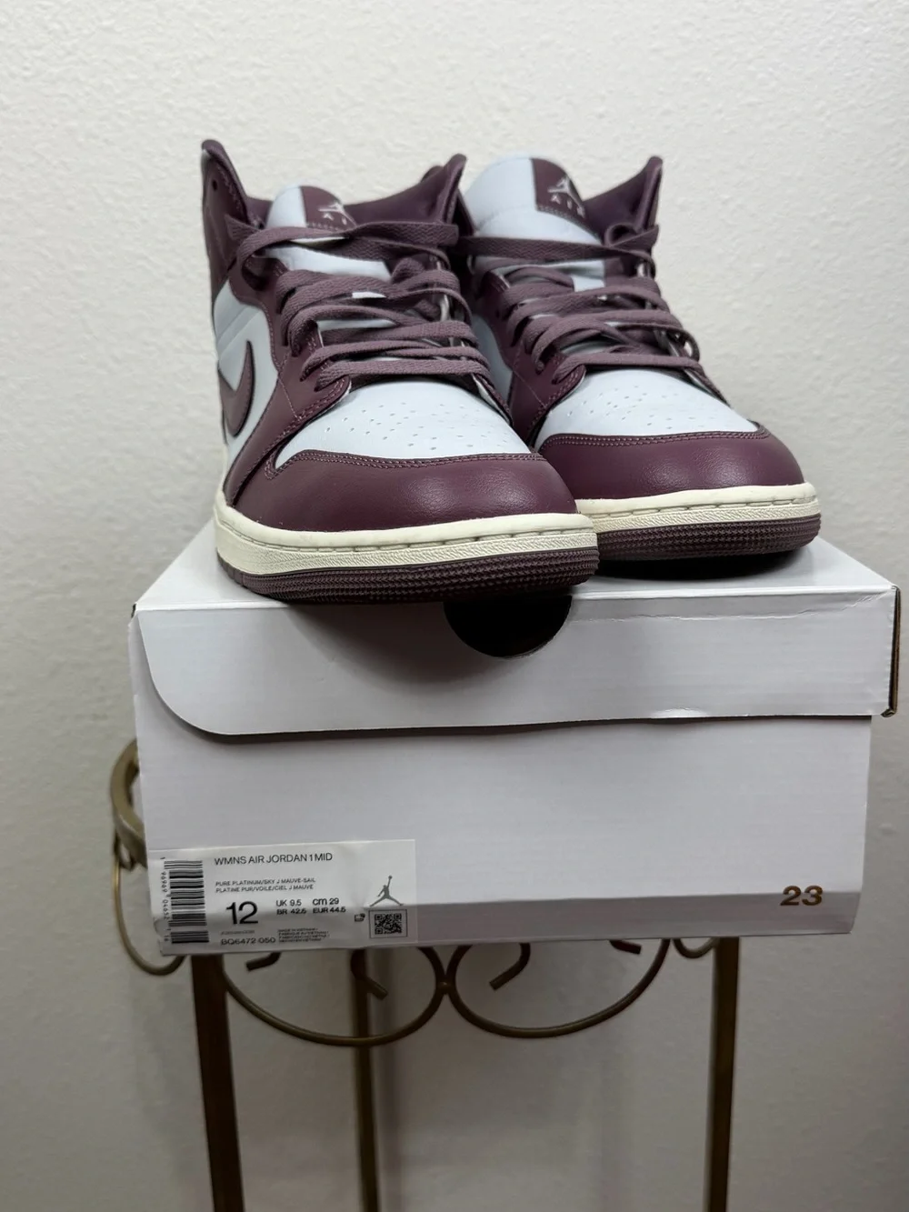 Nike Air Jordan 1 Mid Mauve-Sail UNISEX Size 12 BQ6472-050